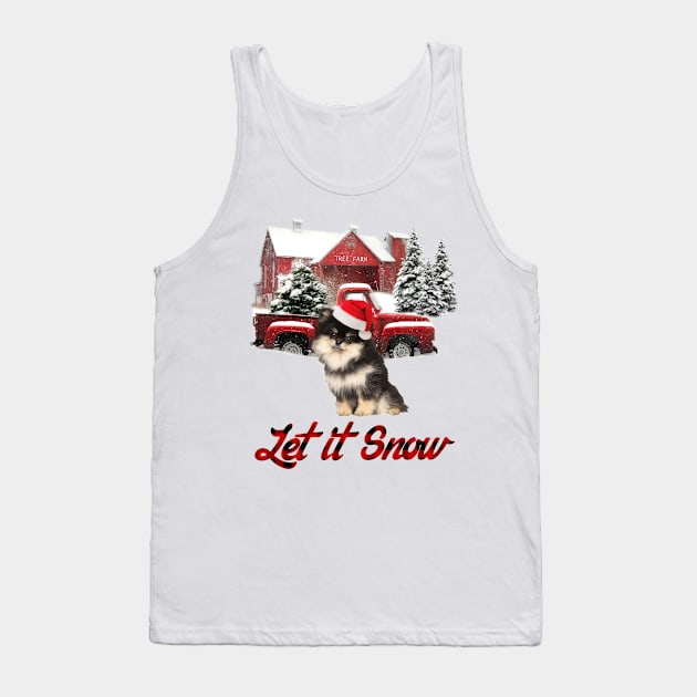 Pomeranian Let It Snow Tree Farm Red Truck Christmas Tank Top by Brodrick Arlette Store